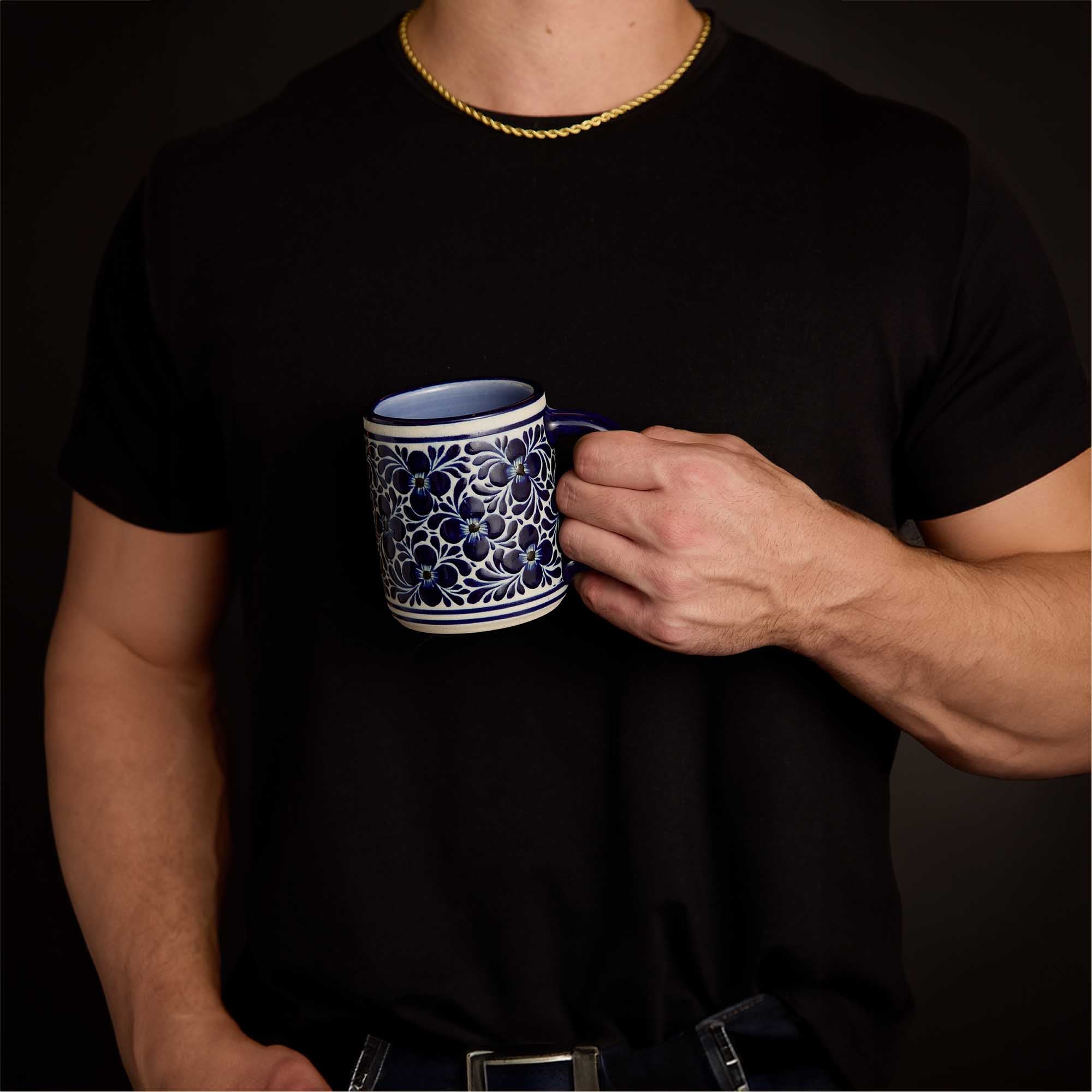 Truebrew Artisan Mugs | Flores Azules Handcrafted Coffee Mug